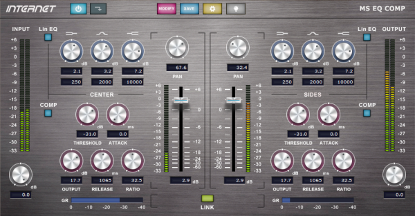 Internet Co. MS Mid-Side EQ and Compressor Plug-In Software (Mac, Download) - Image 5