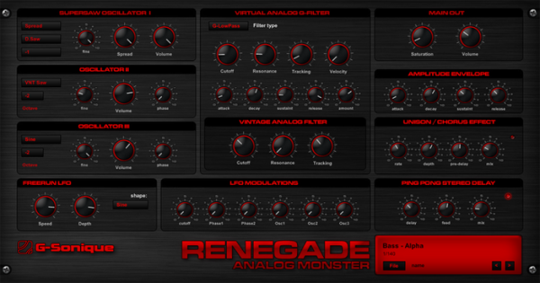 G-Sonique Renegade Analog Monster Synth Plug-in (Download)