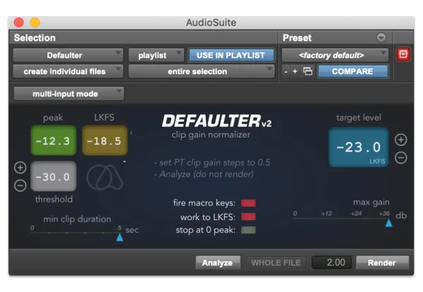 Quiet Art  Defaulter Clip Gain Normalizer Plug-in (Download)