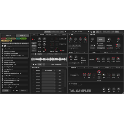 TAL Software TAL-Drum Virtual Drum Machine and Sampler Plug-In