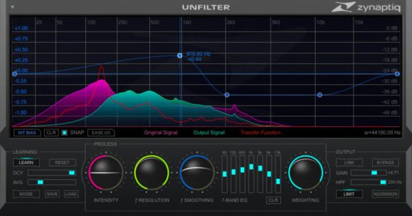 Zynaptiq UnFilter - AI Powered Smart EQ (Download)